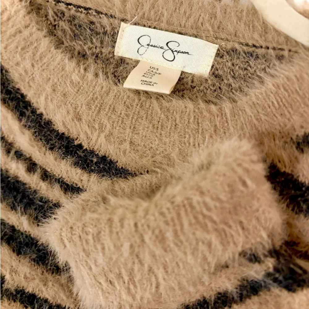 Tiger Animal Stripe Brown Black Fuzzy Sweater